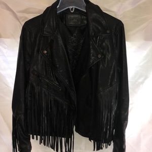 Vegan leather Motorcycle Fringe Jacket